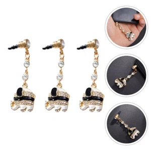 3 szt. Anti Earphone Jack Słoń Telefon Charm Wtyczka do słuchawek Adapter - Zdjęcie 1 z 12
