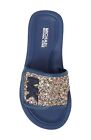 Very Pretty! New Michael Kors Eli Glow Glitter Girls Slide Sandals Blue Us 2M