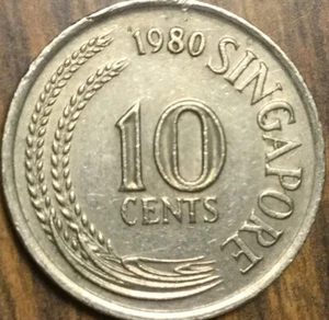 1980 SINGAPORE 10 CENTS COIN - Picture 1 of 2