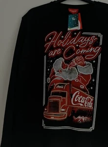 MENS TU BLACK COCA COLA CHRISTMAS SWEATSHIRT JUMPER BNWT L LARGE XMAS TRUCK NEW - Picture 1 of 9