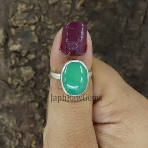 Natural Chrysoprase 925 Sterling Silver Statement  Ring Women Gift Ring Jewelry - Picture 1 of 4