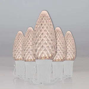 50 C9 OptiCore Shatterproof LED Christmas Lights Faceted Finish, White Wire 50ft - Picture 1 of 53