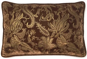 Anke Drechsel Pillow Haute Couture PAISLY Brown Embroidered Silk Velvet Kissen - Bild 1 von 15