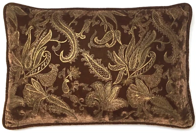 Anke Drechsel Pillow Haute Couture PAISLY Brown Embroidered Silk Velvet Kissen - Bild 1 von 4