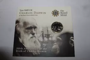 2009 The Royal Mint Charles Darwin UK Brilliant Uncirculated Two Pounds £2 Coin - Picture 1 of 4