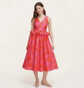 KATE SPADE TARGET Sleeveless Pink Floral Peplum Midi Dress. 12 - Picture 1 of 6