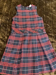 UNIFORM Girls Sz 7 Red & Blue Plaid Pleated Jumper Dress Private School - Picture 1 of 5