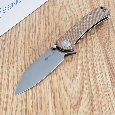 Sencut Scepter Folding Knife 2.97" 9Cr18MoV Steel Blade Brown Micarta Handle