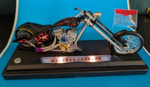 2 Monster Chopper Motorcycle-Black & Orang w/Flames lights & Sounds Work 1:12 - Picture 1 of 24