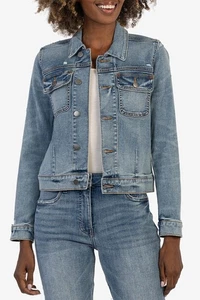 Kut From The Kloth Ada Crop Denim Jacket Size L - Picture 1 of 4
