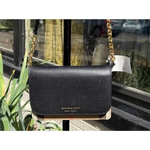 Bolso Bandolera BURBERRY Negro Hampshire House Check Derby Cuero Cadena - Imagen 1 de 13