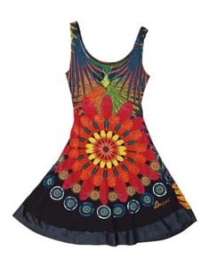 DESIGUAL Womens Sleeveless A-Line Dress UK 6 XS Multicoloured Floral DQ04 - Picture 1 of 3