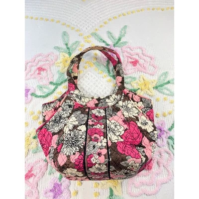 Vera Bradley Quilted Floral Shoulder Bag Pink Brown White Tote Purse - Image 1 of 4