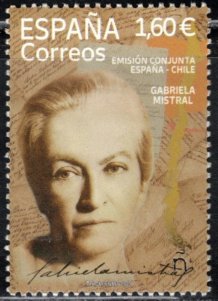 2021 Spain Gabriela Mistral Chilean Poet MNH - Image 1 of 1