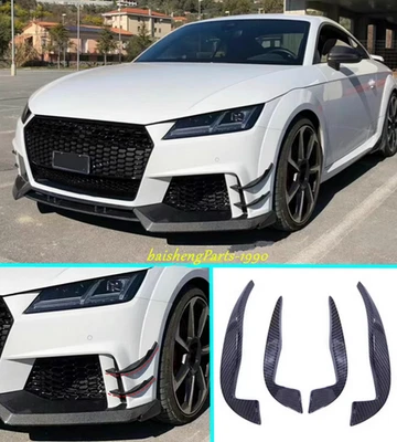Parachoques delantero de carbono real para Audi TT TTS TT RS 2016-20 alerón labial aletas canards Foto 1 de 4