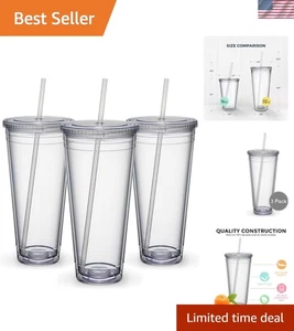 Versatile 32 oz Insulated Clear Tumblers - Double Wall, 3 Pack Ideal for Travel - Picture 1 of 7