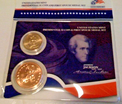 2008 ANDREW JACKSON Presidential $1 Coin & LIBERTY  First Lady Spouse Medal Set - Image 1 of 2