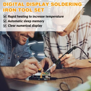 80W Wired LED Digital Soldering Iron Adjustable Temperature Welding Solder Tool - Picture 1 of 17