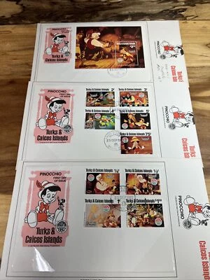 Disney FDC Turks & Caicos, 1980 Pinocchio, Christmas Set Of 3 T554 - Image 1 of 4