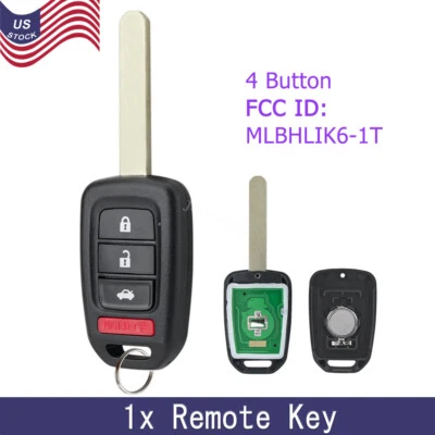 Llavero remoto de entrada sin llave para Honda Civic Accord CR-V 2014 2015 2016 2017 4B Foto 1 de 4