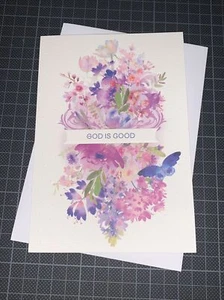 Tarjeta de Pascua distintiva: acuarela floral Dios es bueno perfecto día te hace sonreír - Imagen 1 de 4