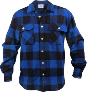 Woodland Plaid Flannel Medium Brawny Heavyweight Long Sleeve Checker Lumberjack - Picture 1 of 6