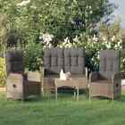 3 Piece Patio Dining Set With Cushions Gray Poly Rattan Q9p3