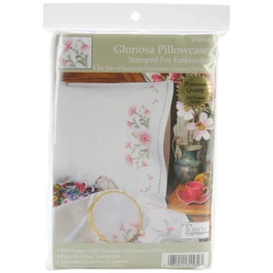 Tobin 23093 Stamped Pillowcase Pair For Embroidery 20"X30"-Gloriosa - Picture 1 of 1