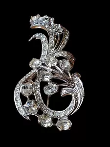AMAZING VINTAGE EISENBERG STERLING SILVER RHINESTONE CRYSTAL BROOCH 37g - Picture 1 of 14