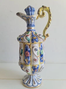 Originalissima brocca in ceramica di Deruta anni 60 rifinita in oro ampolla vaso - Foto 1 di 7