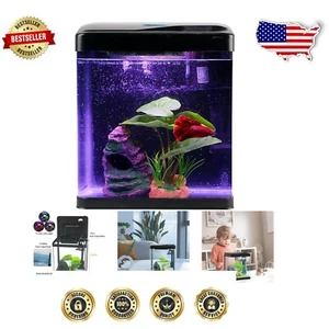 Versatile Nano Aquarium Starter Kit with LED Light - Perfect for Betta Fish - Picture 1 of 10