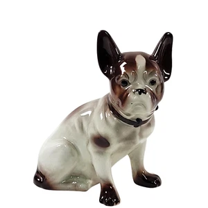 Vintage French Bulldog Boston Terrier Dog Figurine Statue Pottery 6-1/2" - Picture 1 of 6