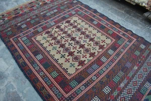 3'6 x 6'6 pies. Maliki kilim afgano vintage hecho a mano de buena calidad. - Imagen 1 de 9