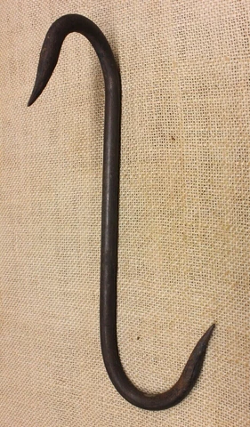 Vintage Old Smoke House Meat “S” Hook Rustic 1/4 Twist Turn Wrought Iron Hearth Cover
