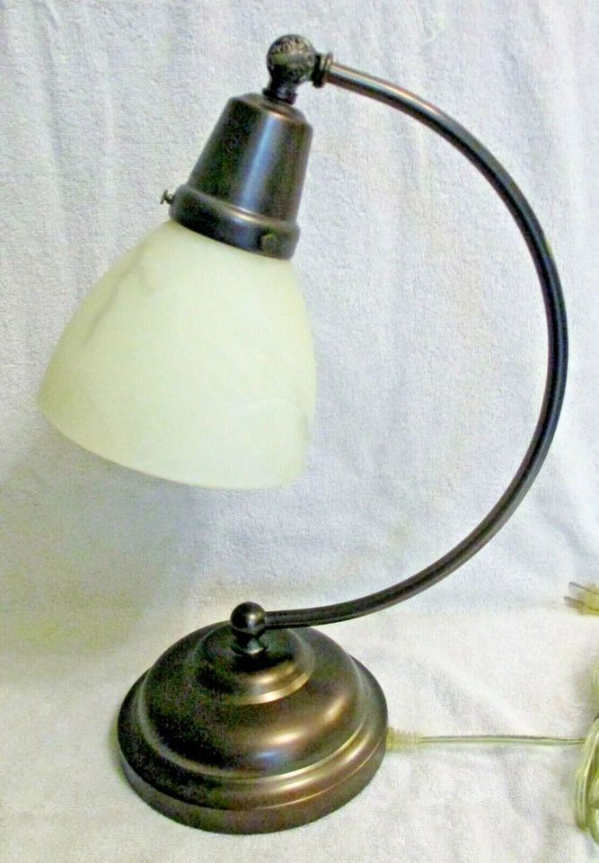 OttLite Bronze Antique Style Alabaster Shade Table Desk Lamp E13DY1  - Image 1 of 4