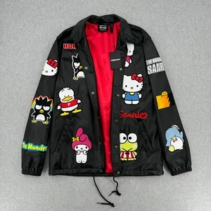 The Hundreds x Sanrio Sponsor Jacket Men's M Black Leather Cartoon Patches NWT - Picture 1 of 15