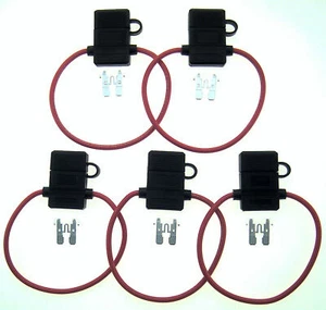 5Pack 14Gauge Inline ATC Fuse Holder+25AMP Fuse With Cover New Car Truck Install - Picture 1 of 3