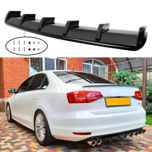 For VW JETTA MK6 MK6.5 MK7 Rear Bumper Diffuser Shark Fins Splitter Spoiler Lip - Picture 1 of 14