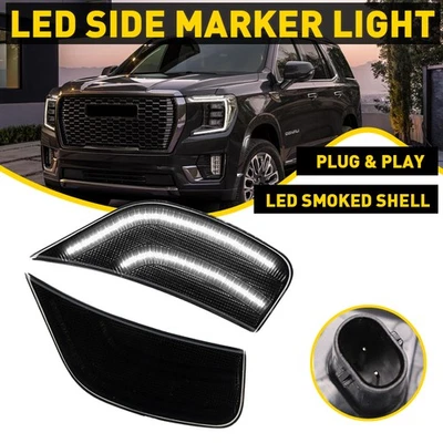 For 21-22 Cadillac Escalade ESV LED Smoked White Bumper Side Marker Light 2x - Image 1 of 4