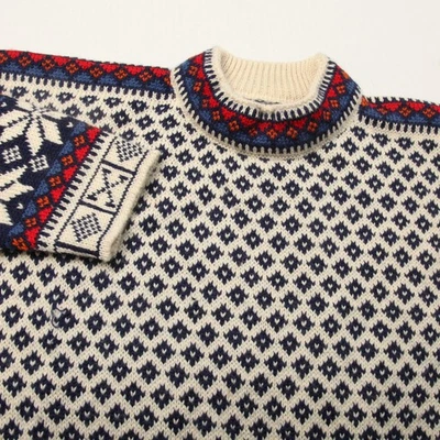 Dale of Norway Sweater Mens Large Blue White Wool Nordic Snowflake Pullover - Image 1 of 4