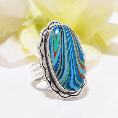 Anillo Arco Iris Calsilica Sólido Plata de Ley 925 Regalo de Navidad, Anillo Declaración Foto 1 de 4