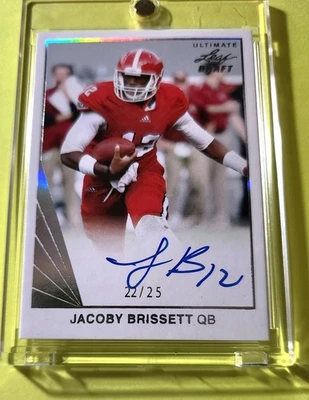 SP #22/25 JACOBY BRISSETT RC AUTO Ultimate Leaf Draft Rookie Comp Record - Image 1 of 3