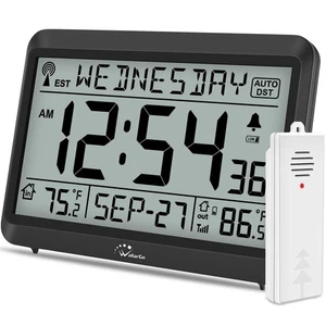 Atomic Clock with Indoor Outdoor Temperature, Self-Setting Digital Wall Clock... - Bild 1 von 7