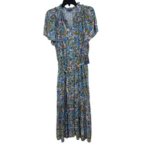 Neu mit Etikett Democracy Midi-Shirtkleid Medium Blumenmuster kurz Blousonärmel Gürtel Stufen - Bild 1 von 7