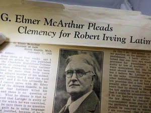 Newspaper Clippings G. Elmer McArthur Pleads Clemency for Robert Irving Matimer - Picture 1 of 7