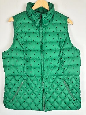 Talbots Full Zip Puffer Vest Pockets Down Fill Quilted Polka Dots Size Large - Image 1 of 4