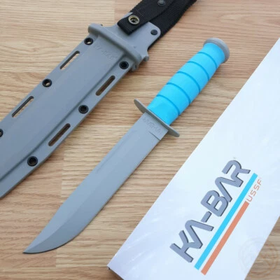 Cuchillo fijo KaBar USSF barra espaciadora 7" gris 1095 Cro-Van hoja de acero mango de goma Foto 1 de 4
