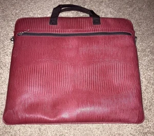 Computer bag NWoT red with brown, faux reptile texture 14”x16” - Picture 1 of 10
