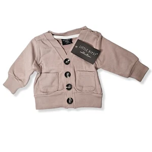 Little Bipsy Kids Baby 0-3 Month Tan Cardigan Sweater Minimalist Preppy Classic - Picture 1 of 5