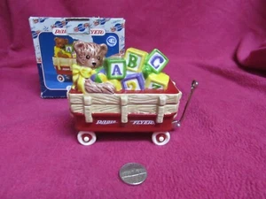 Stackable Toy Radio Flyer Wagon Salt and Pepper Shakers Enesco Ceramic - Picture 1 of 5